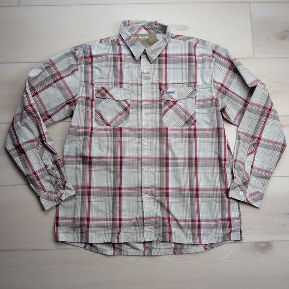 Simms Guide Series Shirt Mens 2XL Red Gray Plaid Pockets Outdoor Fishing Hiking - Picture 1 of 10
